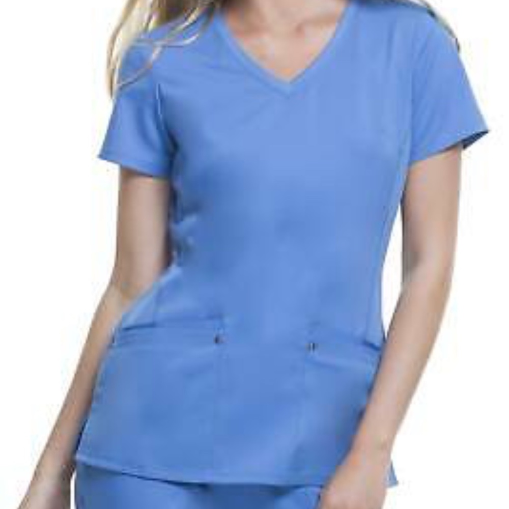 Purple Label Yoga Ceil Blue Scrub Top. Size S